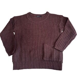 RDI Chunky‎ Knit Cozy Pullover Sweater Burgundy Brown Acrylic Medium